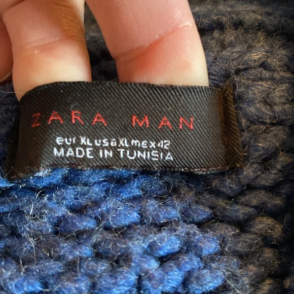 Zara Man Chunky Heavy Sweater Men’s Size XL Cowl Neck Fisherman's Acrylic Wool - Picture 13 of 16